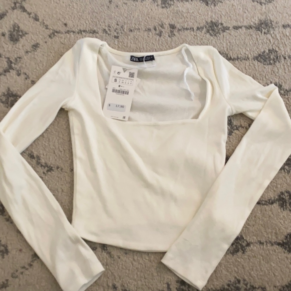 Zara cream square neck top